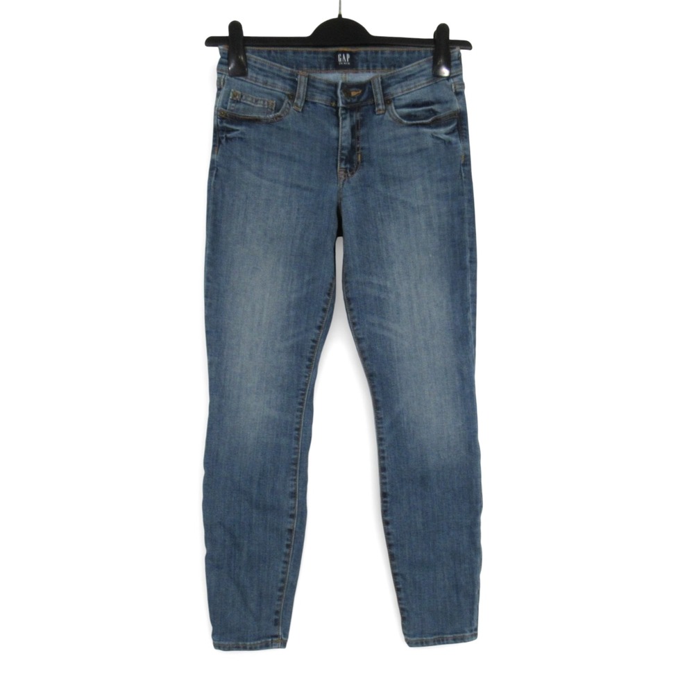 GAP Med-Wash Denim MID-RISE 5-POCKETS Stretch LEGGING SKIMMER JEANS Sz 26 Reg